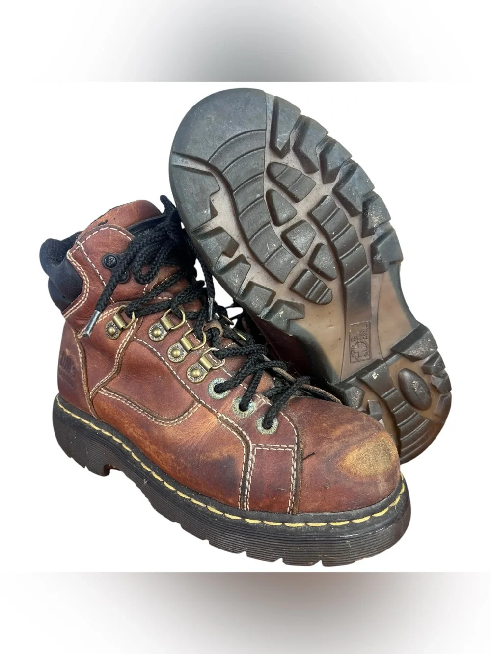 Dr. Martens AirWair Steel Toe Brown Leather Work Boots Men's Sz 7 Women’s Sz 8
